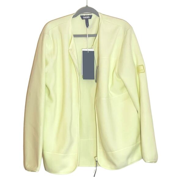 Rains Unisex Water Resistant Insulated Fleece Jacket size L NWT in Straw - Picture 3 of 8